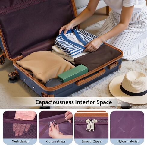 Luggage Sets 5 Piece Suitcase with Wheels，ABS Hard Case Luggage with Detachable Spinner Wheels，Carry on Luggage Set with TSA Lock （20/24/28 Inch） in Saudi Arabia