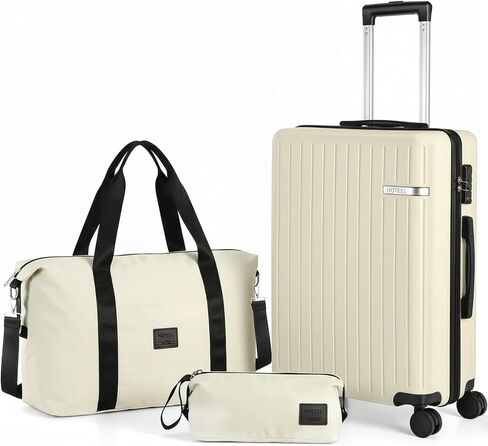 Hoteel Luggage Sets 6 Piece ABS+PC Hardside, 4-Year Warranty, Luggage Set with Spinner Wheels, TSA Lock, Lightweight Carry on Luggage, 16"/20"/24"/28" Suitcase with Duffel & Organizer, Beige in Saudi Arabia