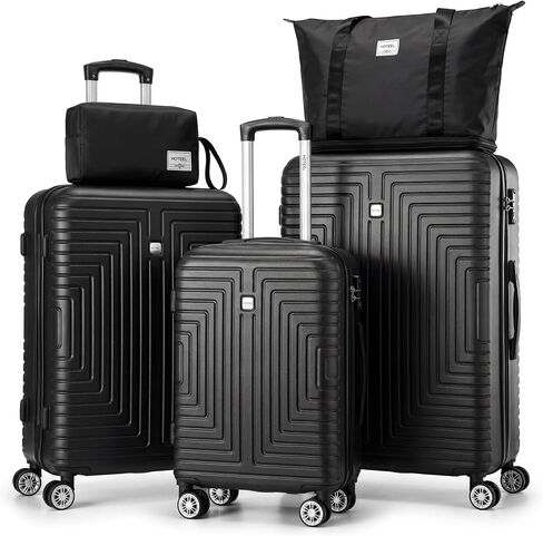 Hoteel Luggage Sets 6 Piece ABS+PC Hardside, 4-Year Warranty, Luggage Set with Spinner Wheels, TSA Lock, Lightweight Carry on Luggage, 16"/20"/24"/28" Suitcase with Duffel & Organizer, Beige in Saudi Arabia