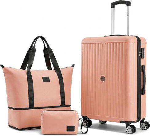 Hoteel Luggage Sets 6 Piece ABS+PC Hardside, 4-Year Warranty, Luggage Set with Spinner Wheels, TSA Lock, Lightweight Carry on Luggage, 16"/20"/24"/28" Suitcase with Duffel & Organizer, Beige in Saudi Arabia