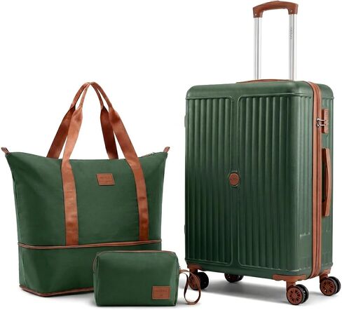 Hoteel Luggage Sets 6 Piece ABS+PC Hardside, 4-Year Warranty, Luggage Set with Spinner Wheels, TSA Lock, Lightweight Carry on Luggage, 16"/20"/24"/28" Suitcase with Duffel & Organizer, Beige in Saudi Arabia