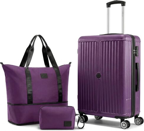 Hoteel Luggage Sets 6 Piece ABS+PC Hardside, 4-Year Warranty, Luggage Set with Spinner Wheels, TSA Lock, Lightweight Carry on Luggage, 16"/20"/24"/28" Suitcase with Duffel & Organizer, Beige in Saudi Arabia