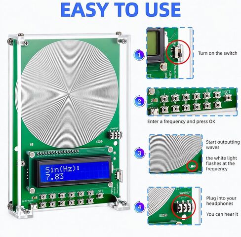 Frequency Generator for Healing, 0.01Hz–30kHz Adjustable Range, 7.83Hz Schumann Resonance Generator, USB Powered with LCD Display for Meditation, Sleep and Yoga in Saudi Arabia
