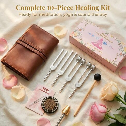 TABARO Tuning Forks for Healing Set - Includes 128HZ 136.1HZ 256HZ 384HZ Weighted & Unweighted Tuning Forks for Chakra/Sound Therapy/Yoga/Meditation/Gift/Mother's Day in Kuwait