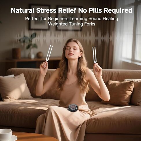 Tuning Forks for Healing Set, 128Hz, 136.1Hz, 256Hz, 384Hz & Activator, Reflex Hammer, Medical Grade Sound Healing Instruments–Pure Frequencies Tuning Forks for Stress Relief/Chakra/Sound Therapy/Yoga in Saudi Arabia