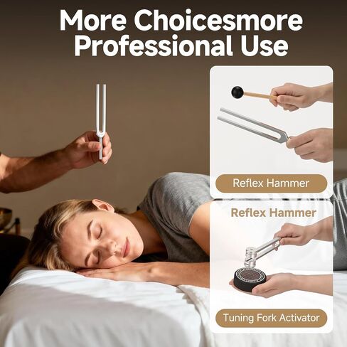 Tuning Forks for Healing Set, 128Hz, 136.1Hz, 256Hz, 384Hz & Activator, Reflex Hammer, Medical Grade Sound Healing Instruments–Pure Frequencies Tuning Forks for Stress Relief/Chakra/Sound Therapy/Yoga in Saudi Arabia