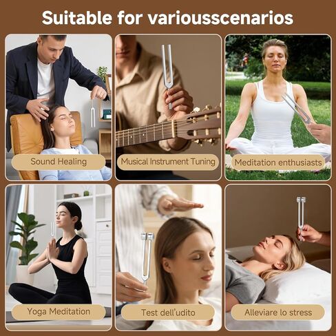 Tuning Forks for Healing Set, 128Hz, 136.1Hz, 256Hz, 384Hz & Activator, Reflex Hammer, Medical Grade Sound Healing Instruments–Pure Frequencies Tuning Forks for Stress Relief/Chakra/Sound Therapy/Yoga in Saudi Arabia