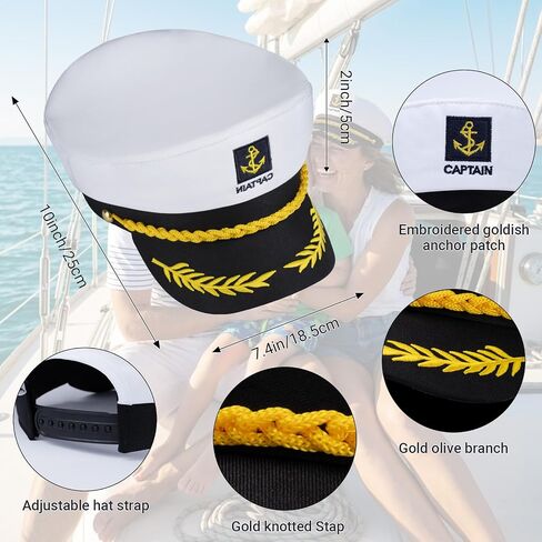 Navy Blue Captain Hat – Premium Sailor Hat for Men & Women, Classic Yacht Rock Style Captain hat for Nautical Theme Parties, Halloween Costume，Sailor Dress Up & Boat Crew Events in Kuwait