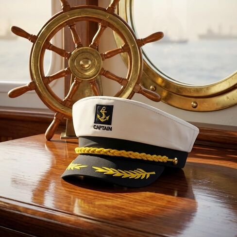 Navy Blue Captain Hat – Premium Sailor Hat for Men & Women, Classic Yacht Rock Style Captain hat for Nautical Theme Parties, Halloween Costume，Sailor Dress Up & Boat Crew Events in Kuwait