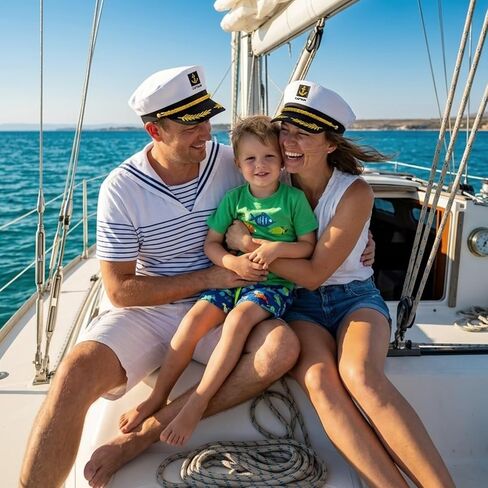 Navy Blue Captain Hat – Premium Sailor Hat for Men & Women, Classic Yacht Rock Style Captain hat for Nautical Theme Parties, Halloween Costume，Sailor Dress Up & Boat Crew Events in Kuwait