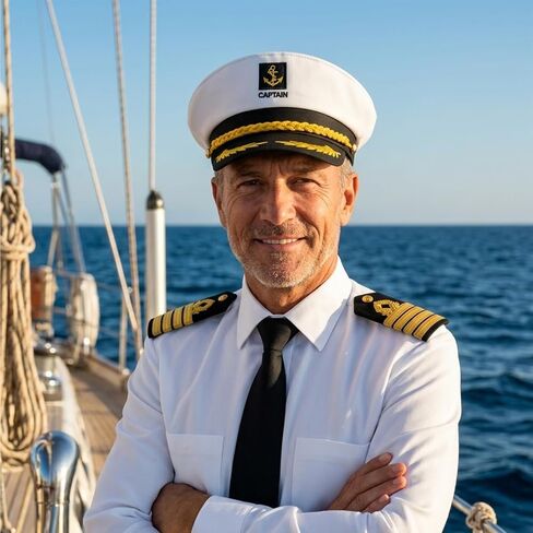 Navy Blue Captain Hat – Premium Sailor Hat for Men & Women, Classic Yacht Rock Style Captain hat for Nautical Theme Parties, Halloween Costume，Sailor Dress Up & Boat Crew Events in Kuwait