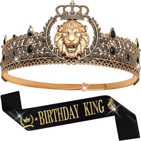 YOUlDIANZI King Crown for Men, Prince Diadem, Royal Medieval Cosplay Birthday Prom Halloween Hair Accessories in Saudi Arabia