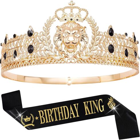 YOUlDIANZI King Crown for Men, Prince Diadem, Royal Medieval Cosplay Birthday Prom Halloween Hair Accessories in Saudi Arabia