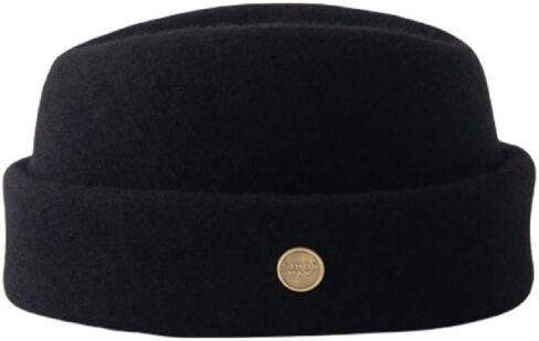 قبعة Tan & Tobe Military Fez Felt - قبعة من الصوف الفاخر مصممة للراحة والأناقة الخالدة - تاج مطوي مع شعار ذهبي in Kuwait