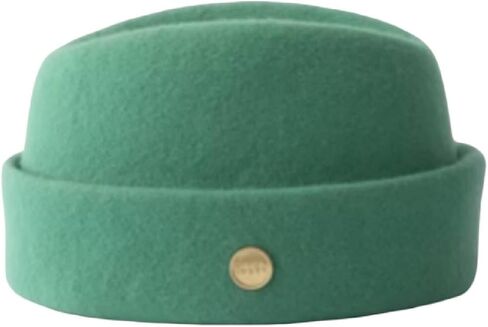 قبعة Tan & Tobe Military Fez Felt - قبعة من الصوف الفاخر مصممة للراحة والأناقة الخالدة - تاج مطوي مع شعار ذهبي in Kuwait