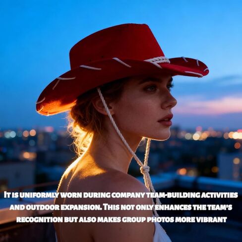 Felt Cowboy Hat, Western Sheriff Costume Hat – Classic Cowboy Hats Teens – 1950s Rancher Rodeo Style Country Music Festival Accessory with Adjustable Chin Cord (Red) in Saudi Arabia