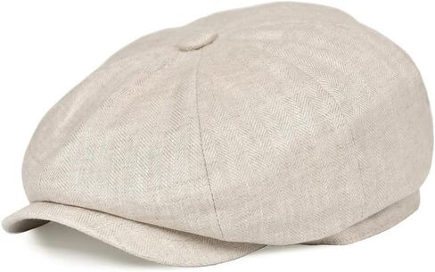 Herringbone Linen Cotton Newsboy Cap Men Summer Women Newsboy Cap Breathable Flat Casual Bucket Sun Hat in Saudi Arabia