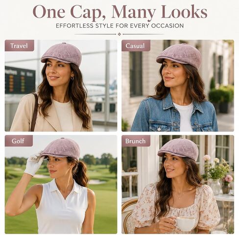 Vintage Newsboy Flat Cap Mens Womens Classic 8 Panel Gatsby Adjustable Washed Cotton Ivy Cabbie Hat Retro Golf Driving Hat in Saudi Arabia