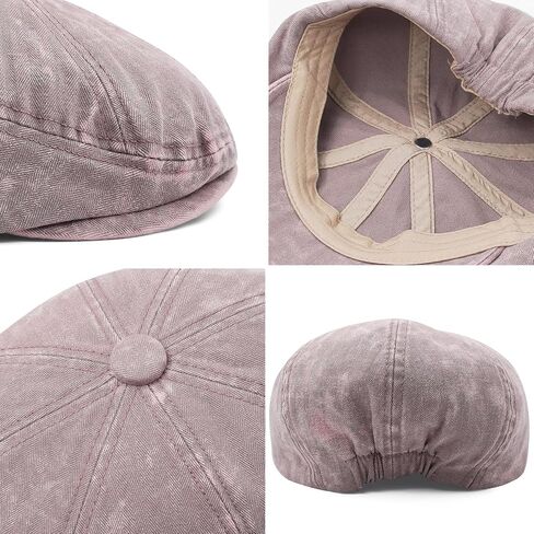 Vintage Newsboy Flat Cap Mens Womens Classic 8 Panel Gatsby Adjustable Washed Cotton Ivy Cabbie Hat Retro Golf Driving Hat in Saudi Arabia