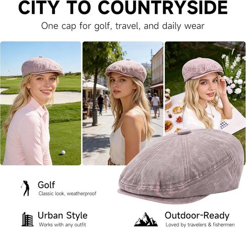 Vintage Newsboy Flat Cap Mens Womens Classic 8 Panel Gatsby Adjustable Washed Cotton Ivy Cabbie Hat Retro Golf Driving Hat in Saudi Arabia