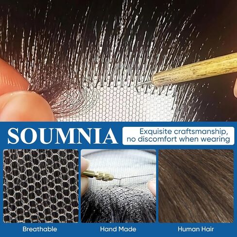 شارب مزيف ولحية مزيفة، شارب شعر بشري مصنوع يدويًا، تصميم دانتيل غير مرئي للاستخدام اليومي، لعب الأدوار، الدراما، الهالوين، حفلات الموضة وأي مكان، تسليط الضوء على النمط الشخصي. (أسود-3) in Kuwait