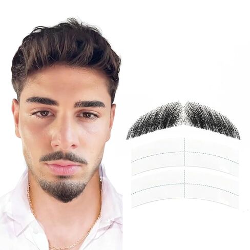 شارب مزيف ولحية مزيفة، شارب شعر بشري مصنوع يدويًا، تصميم دانتيل غير مرئي للاستخدام اليومي، لعب الأدوار، الدراما، الهالوين، حفلات الموضة وأي مكان، تسليط الضوء على النمط الشخصي. (أسود-3) in Kuwait