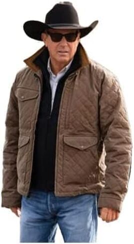 Zulin Mens Yellowstone Quilted Jacket | John Dutton Lightweight Cotton Jacket Western Cowboy Casual Winter Jacket for Men in Saudi Arabia