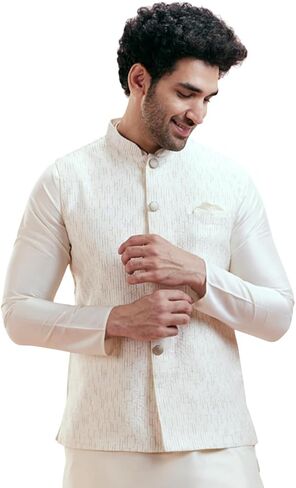 KISAH Men’s Textured Jacket | Traditional Outfit for Men | Festive & Wedding Ethnic Wear | Elegant & Comfortable in Saudi Arabia