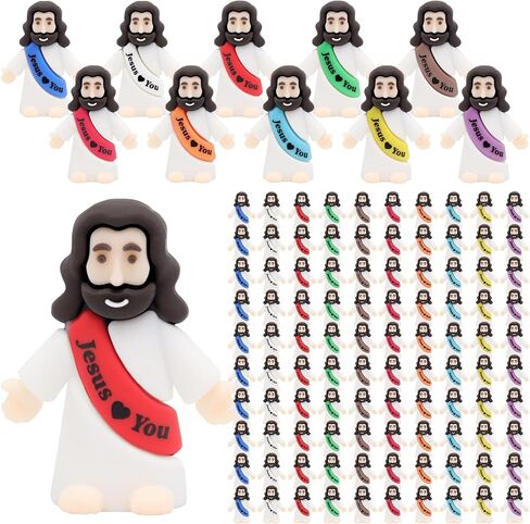 Owurha 100 Pcs Jesus Love You Mini Figures Baby Jesus Figurines in Bulk Tiny Miniature Religious Figures for Hide and Seek, Sunday School, Religious Party Favors, Baptism Gifts, Easter Egg Stuffers in Saudi Arabia