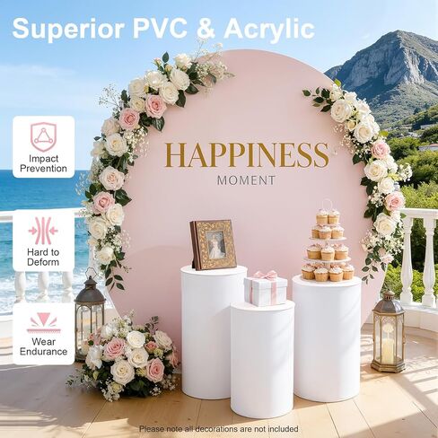 3 Pcs Round Cylinder Pedestal Stand, White Cylinder Pedestal Stands Dessert Cake Table Display Pillars Metal Cylinder Pedestal Display Stand for Wedding Birthday Banquet Baby Shower Parties Decor (White) in Saudi Arabia