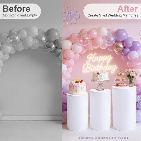3 Pcs Round Cylinder Pedestal Stand, White Cylinder Pedestal Stands Dessert Cake Table Display Pillars Metal Cylinder Pedestal Display Stand for Wedding Birthday Banquet Baby Shower Parties Decor (White) in Saudi Arabia
