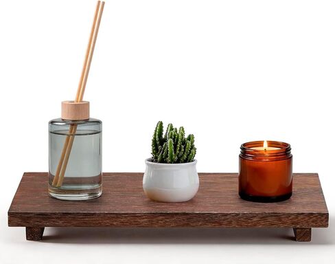 16 x 8 inch Wood Riser Pedestal Stand – Farmhouse Large Wood Tray for Kitchen Counter, Bathroom Decor, Sink, Soap Dishes, Plant, Bottles, Candles Display, Jewelry in Saudi Arabia