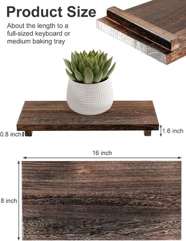 16 x 8 inch Wood Riser Pedestal Stand – Farmhouse Large Wood Tray for Kitchen Counter, Bathroom Decor, Sink, Soap Dishes, Plant, Bottles, Candles Display, Jewelry in Saudi Arabia