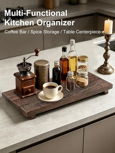 16 x 8 inch Wood Riser Pedestal Stand – Farmhouse Large Wood Tray for Kitchen Counter, Bathroom Decor, Sink, Soap Dishes, Plant, Bottles, Candles Display, Jewelry in Saudi Arabia