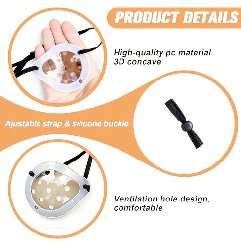 2 Pack Cataract Surgery Eye Shield, Clear Plastic Medical Eye Patch with Adjustable Strap and Silicone Edging for Post Surgery,Comfortable Eye Protection for Adults and Kids in Saudi Arabia