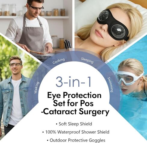3pcs Eye Shield After Cataract Surgery, Sleep Eye Mask After Eye Surgery, Showering Waterproof Eye Shield After Surgery, Safety Eye Protector with Side Shields, for Adult Sleeping, Bathing, or Go Out in Kuwait