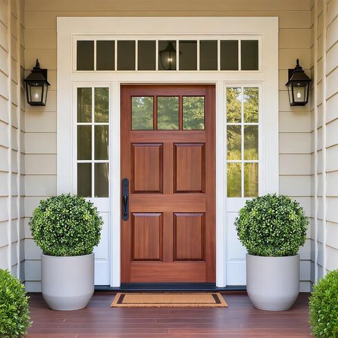 Artificial Boxwood Topiary Ball Trees, Set of 2 UV Resistant Fake Evergreen Shrubs Bushes Plants with Ground Spike, 18" Fake Plants for Outdoor Indoor Front Porch Garden in Saudi Arabia