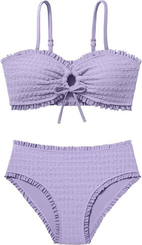 Girls Swimsuit Two Piece Bathing Suit for Teen Girls Backless Halter Bikini Set Clasp Straps Swimwear for 7-16 Years in Saudi Arabia