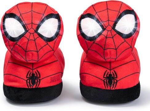 Marvel Spider-Man Officially Licensed Youth Light-Up Sock Top Slippers – Soft Plush Spidey and Spiderman Slip-On House Shoes with Cushioned Sole for Indoor Comfort in Kuwait