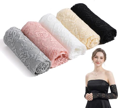 5 Pairs Women Lace Arm Sleeves Elegant Lace Sleeves to Cover Arms Fingerless Arm Covers Warmers for Women, 5 Colors in Kuwait