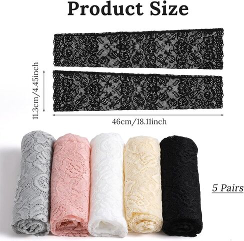 5 Pairs Women Lace Arm Sleeves Elegant Lace Sleeves to Cover Arms Fingerless Arm Covers Warmers for Women, 5 Colors in Kuwait