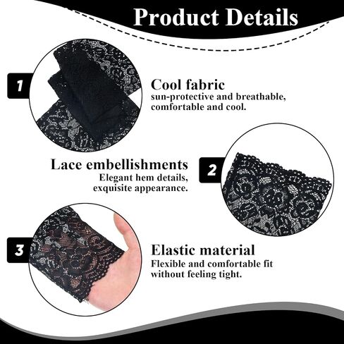 4 Pairs Lace Arm Sleeves Fingerless Lace Sleeves Floral Hollow Arms Cover Elbow Length Arm Sleeve for Women in Saudi Arabia