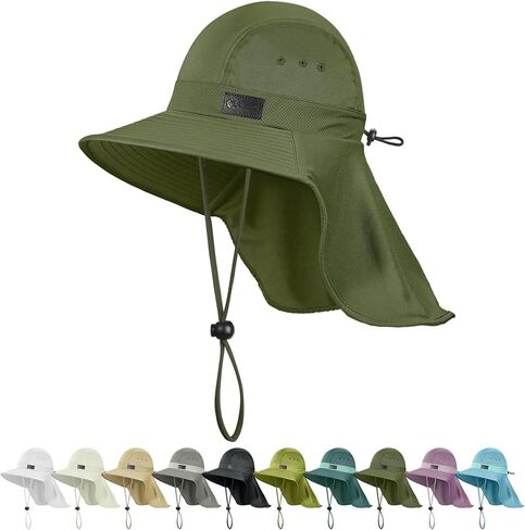 Sukeen Cooling Sun Hat for Men Women UPF50+ Wide Brim Fishing Hat with Neck Flap Adjustable Foldable Bucket Hat for Hiking in Kuwait