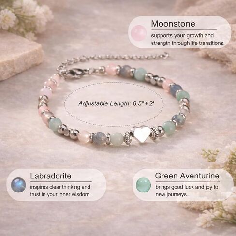 Healing Bracelet for Women – Inspirational Gift for Her, Mother's Day,Moonstone Labradorite Green Aventurine Bracelet, Get Well Soon Gift, Meaningful “Next Chapter" Jewelry with Message Card in Saudi Arabia
