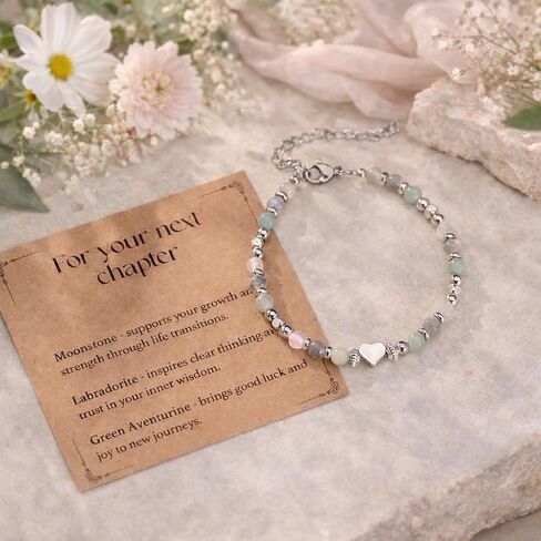 Healing Bracelet for Women – Inspirational Gift for Her, Mother's Day,Moonstone Labradorite Green Aventurine Bracelet, Get Well Soon Gift, Meaningful “Next Chapter" Jewelry with Message Card in Saudi Arabia