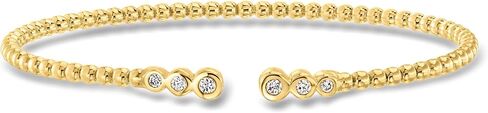 Ross-Simons 0.15 ct. t.w. Lab-Grown Diamond Beaded Cuff Bracelet in 18kt Gold Over Sterling in Kuwait
