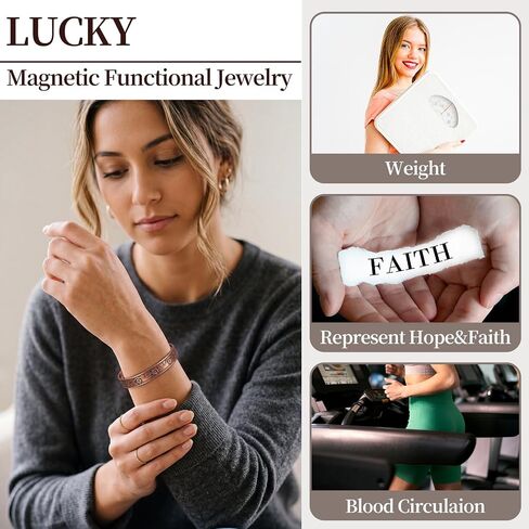 Highergo 6 Pcs Copper Magnetic Bracelet for Women Ultra Magnetic Copper Bracelet Adjustable Cuff Bangles Jewelry Gift(Vintage) in Kuwait
