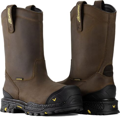 Thorogood Infinity FD 11" Waterproof Composite Toe Wellington Boots for Men with Full-Grain Leather and Self-Cleaning Anti-Fatigue Traction Outsole; EH Rated, Studhorse - 8 W US in Kuwait