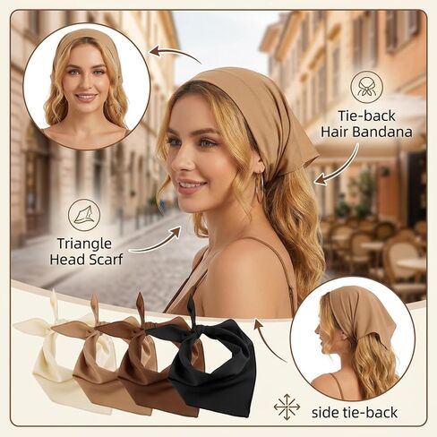 Headscarf 8-Piece Set, Hair Scarf for Women and Girls, Versatile Hair Accessories for Daily Styling and Outdoor Activities, Four Colors with Hair Clips for Various Outfits and Occasions in Saudi Arabia