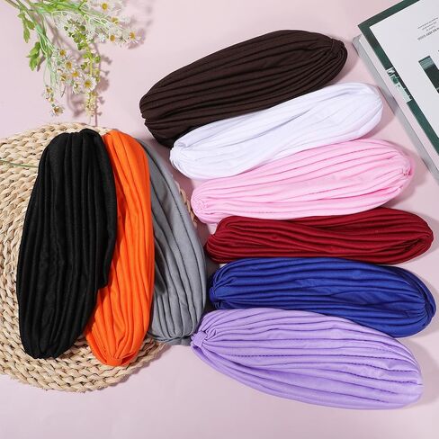 18 Pcs Stretchy Turban Caps for Women – Soft Twisted Headband Chemo Head Wraps, Cancer Headwear, Beanie Hair Covers for Sleeping, Yoga, Workout – Assorted Colors (9 Colors, 2 Each) in Saudi Arabia